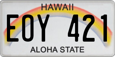 HI license plate EOY421
