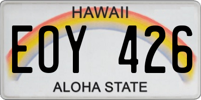 HI license plate EOY426