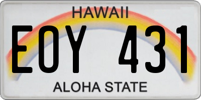 HI license plate EOY431