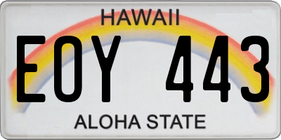 HI license plate EOY443