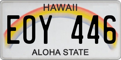 HI license plate EOY446