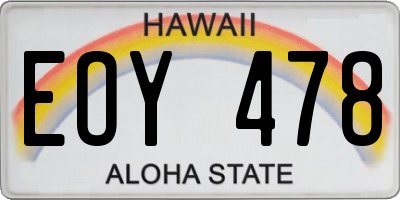 HI license plate EOY478