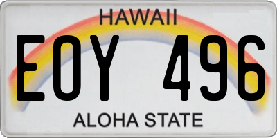 HI license plate EOY496