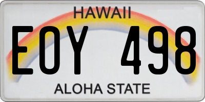 HI license plate EOY498