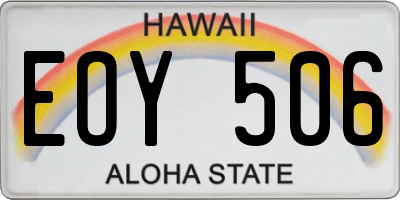 HI license plate EOY506