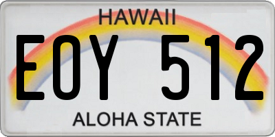 HI license plate EOY512