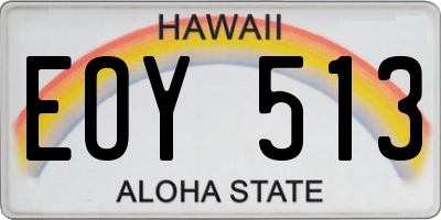 HI license plate EOY513