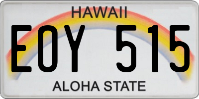 HI license plate EOY515