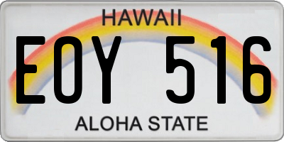 HI license plate EOY516