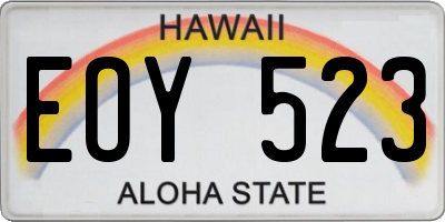 HI license plate EOY523