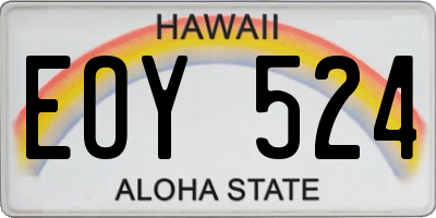 HI license plate EOY524