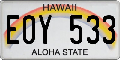 HI license plate EOY533