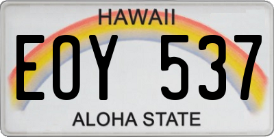 HI license plate EOY537