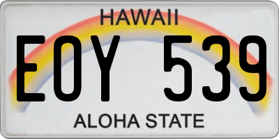 HI license plate EOY539