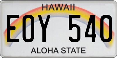 HI license plate EOY540