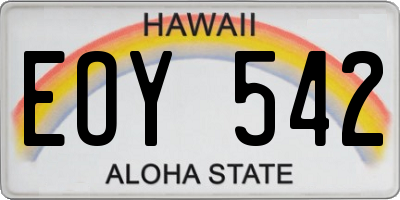HI license plate EOY542