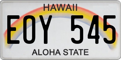 HI license plate EOY545