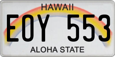 HI license plate EOY553