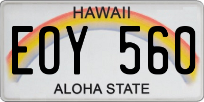 HI license plate EOY560