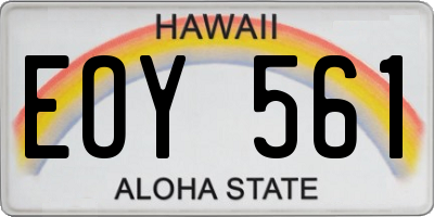HI license plate EOY561