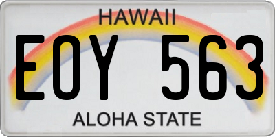 HI license plate EOY563