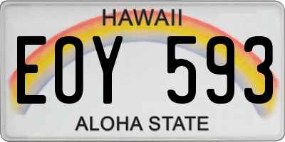 HI license plate EOY593