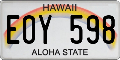 HI license plate EOY598