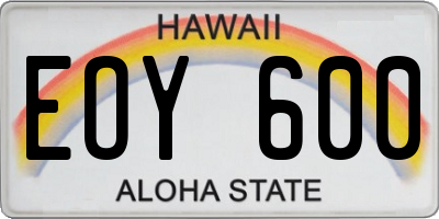 HI license plate EOY600