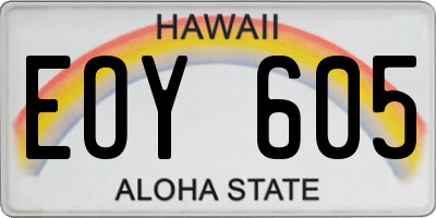 HI license plate EOY605