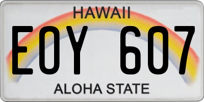 HI license plate EOY607