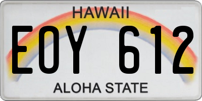 HI license plate EOY612