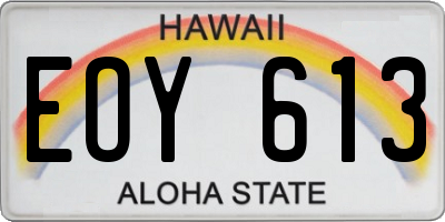 HI license plate EOY613