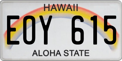 HI license plate EOY615