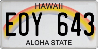 HI license plate EOY643