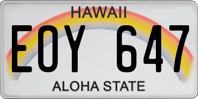 HI license plate EOY647