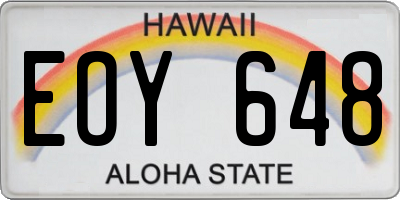 HI license plate EOY648