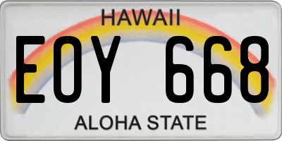HI license plate EOY668