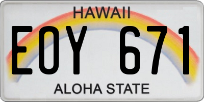 HI license plate EOY671