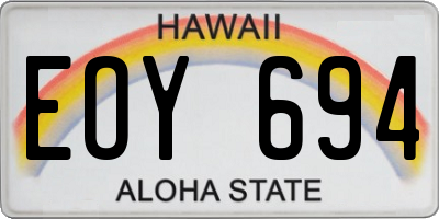 HI license plate EOY694