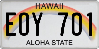 HI license plate EOY701