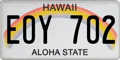 HI license plate EOY702