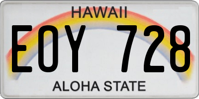 HI license plate EOY728