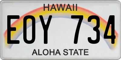 HI license plate EOY734