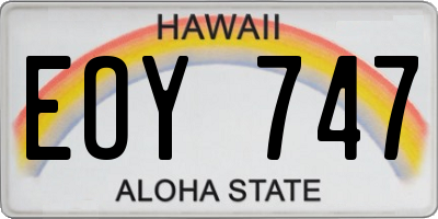 HI license plate EOY747