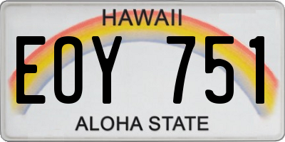 HI license plate EOY751