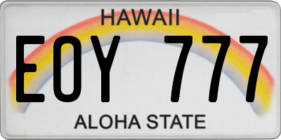 HI license plate EOY777