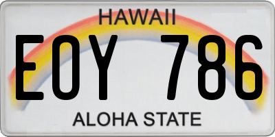 HI license plate EOY786