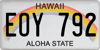 HI license plate EOY792