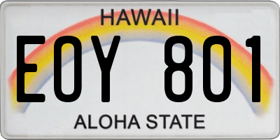 HI license plate EOY801