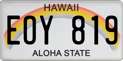 HI license plate EOY819